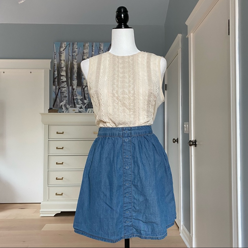 Mossimo 100% Cotton Blue Denim Button Mini Skirt S